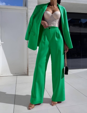 Дамски комплект сако и панталон A1632 зелен