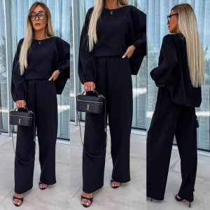 Дамски комплект блуза и панталон A1606 черен