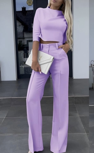 Set bluză și pantaloni de damă A1270 violet deschis