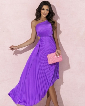 Дамска ефектна рокля Солей E1129 лилав