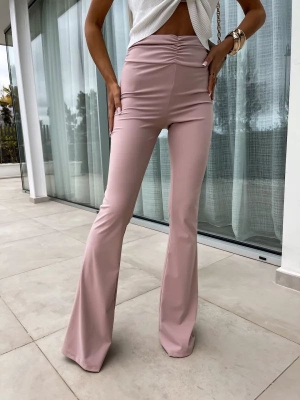 Pantaloni de damă cu talie înaltă H4489 roz