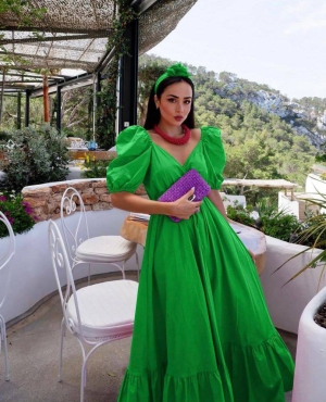 дамска рокля памук 0590 зелен