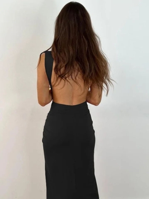 Дамска ефектна рокля H4539 черен