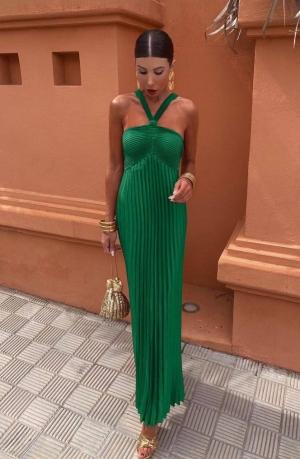 Дамска плисирана рокля 2470 зелен