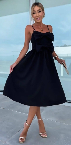 Дамска рокля с панделка 1069 черен