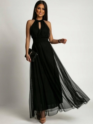 Дамска дълга рокля тюл 241209 черен