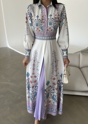 дамска рокля сатен 4249 лилав