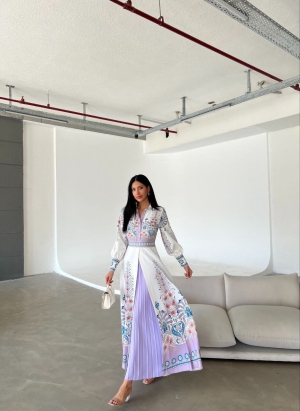 дамска рокля сатен 4249 лилав