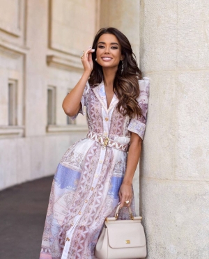 Rochie de dama cu curea 2408 roz