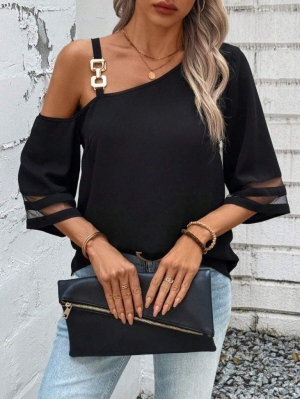 set pantaloni scurti dama cu in camasa 2510 negru