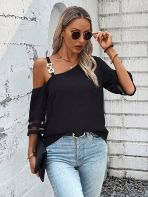 set pantaloni scurti dama cu in camasa 2510 negru