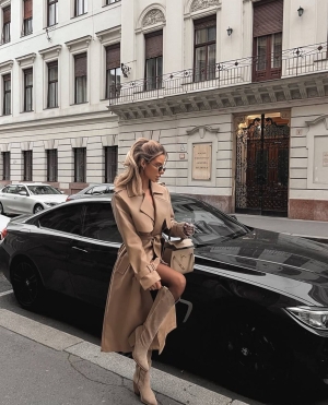 дамско манто еко кожа N2617 бежов