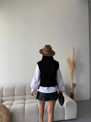 set pantaloni scurti dama cu in camasa 2510 negru