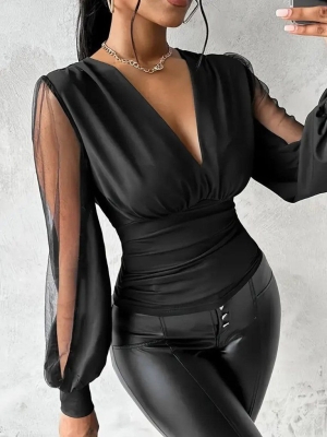 дамска блуза с ръкави тюл j61726