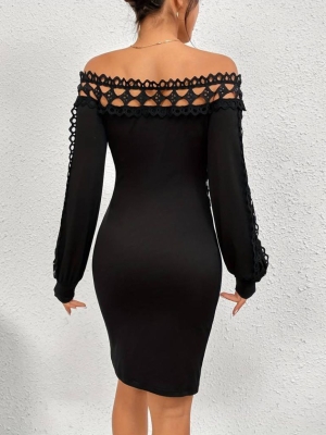 дамска рокля  дантелени детайли  J61761