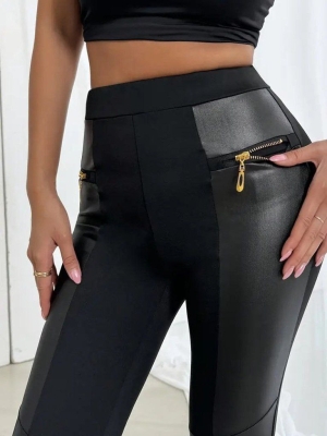 дамски клин с висока талия кожа и цип J98047