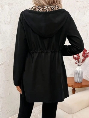 дамско палто двулицево леопардов принт J89029 черно