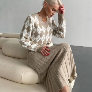 дамски комплект трико N001 кафяв