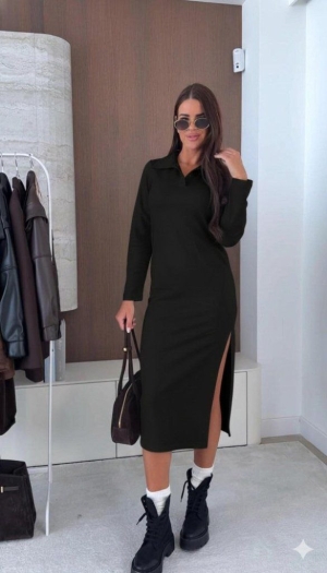 дамска рокля дълга с цепка  J61771