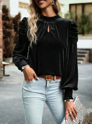 дамска блуза кадифе J55250 черен