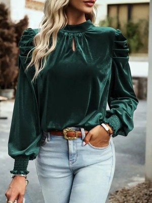 дамска блуза кадифе J55250 зелен
