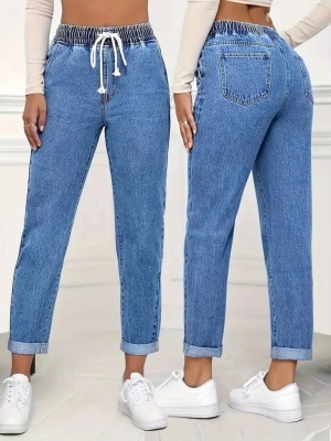 pantaloni de damă din piele ecologică cu talie înaltă J46132