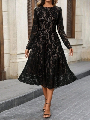 дамска рокля дантела с подплата  J89012