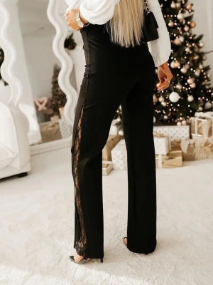 pantaloni de damă din piele ecologică cu talie înaltă J46132