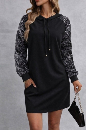 дамска рокля с връзки джобове и пайети  J72364