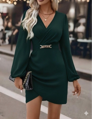 дамска рокля  асиметрична рокля  J61699 зелен