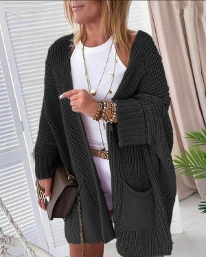 дамска жилетка  с джоб J7009 черен