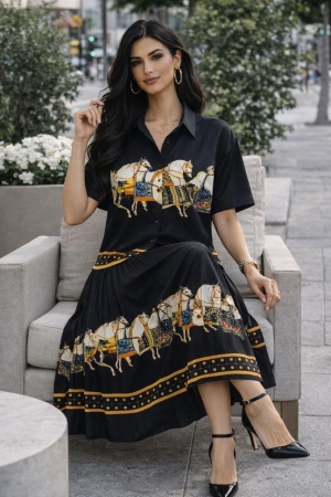 дамски компект плисирана пола и сако с шарки AS7909 черен