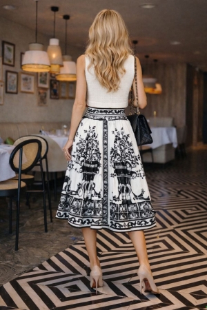 дамска пола щампа  AS7068 черен