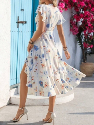 дамска рокля тип пеперуда  J61612 светло син