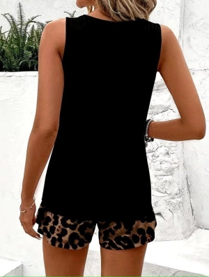 дамски компект две части с къси панталони леопардов принт J71383