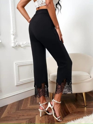 дамски панталон висока талия и дантела J10024