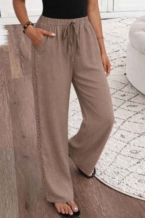 pantaloni de damă din piele ecologică cu talie înaltă J46132