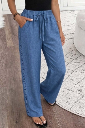 pantaloni de damă din piele ecologică cu talie înaltă J46132