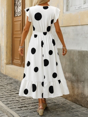 дамска рокля с V деклоте  и точки J61610