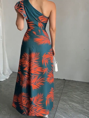 👗Дълга рокля с едно рамо. и шарки  J62291