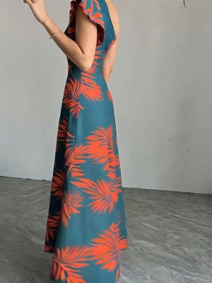 👗Дълга рокля с едно рамо. и шарки  J62291