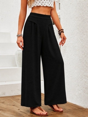 pantaloni de damă din piele ecologică cu talie înaltă J46132