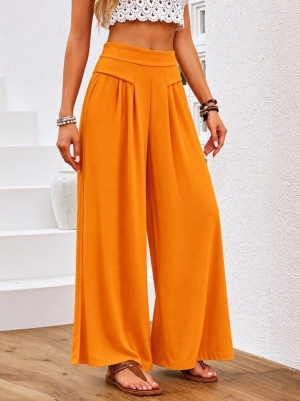 pantaloni de damă din piele ecologică cu talie înaltă J46132