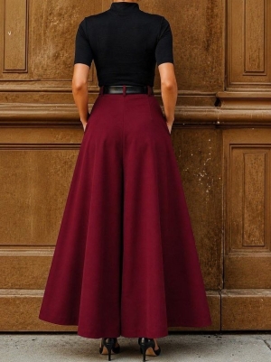 pantaloni de damă din piele ecologică cu talie înaltă J46132