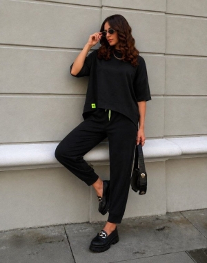 set pantaloni scurti dama cu in camasa 2510 negru
