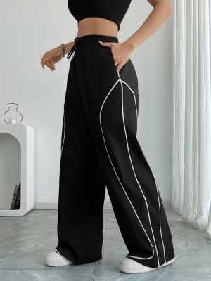 pantaloni de damă din piele ecologică cu talie înaltă J46132