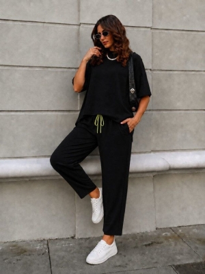 set pantaloni scurti dama cu in camasa 2510 negru