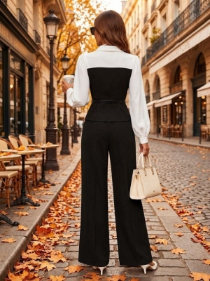 set pantaloni scurti dama cu in camasa 2510 negru