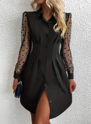 set pantaloni scurti dama cu in camasa 2510 negru